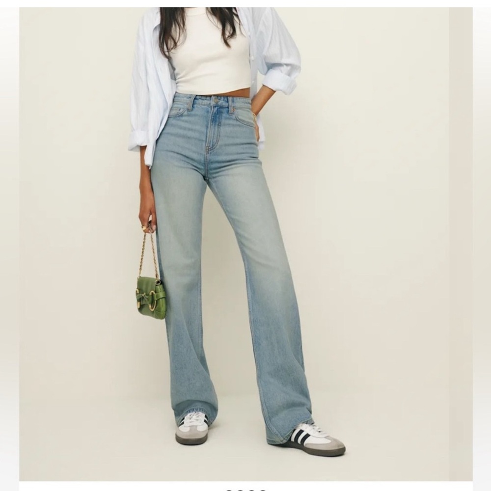 Reformation Wilder Stretch High Rise Wide Leg Jeans Blue - Size 30